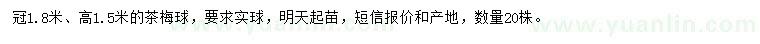 求購(gòu)冠1.8米茶梅球
