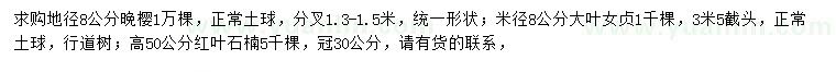 求購(gòu)?fù)頇?、大葉女貞、紅葉石楠