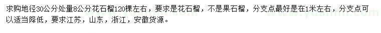 求購地徑30公分處量8公分花石榴