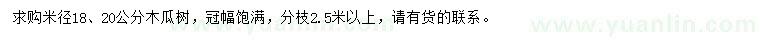 求購米徑18、20公分木瓜樹