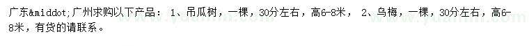 求購30公分左右吊瓜樹、烏梅