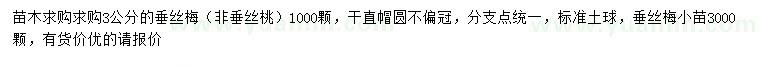 求購(gòu)3公分垂絲梅