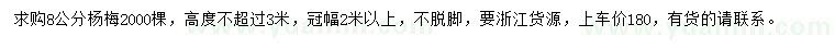 求購8公分楊梅
