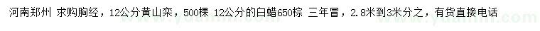 求購胸徑12公分黃山欒、白蠟