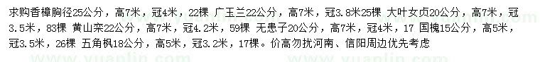 求購(gòu)香樟、廣玉蘭、大葉女貞等