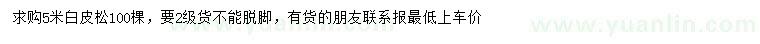 求購(gòu)5米白皮松