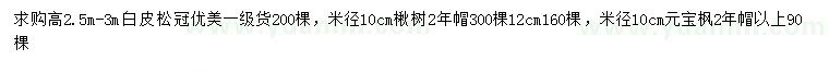 求購(gòu)白皮松、楸樹(shù)、元寶楓