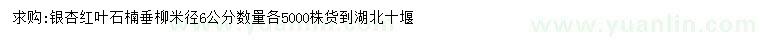 求購銀杏、紅葉石楠、垂柳