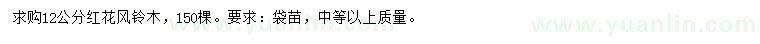 求購12公分紅花風(fēng)鈴木