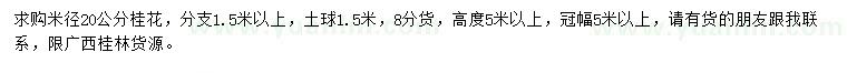 求購米徑20公分桂花