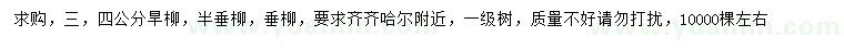 求購(gòu)旱柳、半垂柳、垂柳