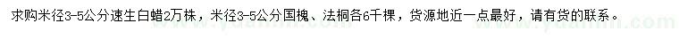 求購速生白蠟、國槐、法桐