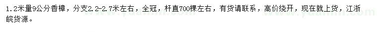 求購1.2米量9公分香樟