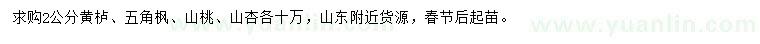 求購(gòu)黃櫨、五角楓、山桃等