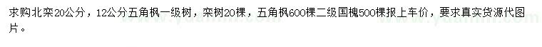求購20公分北欒、12公分五角楓