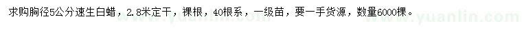 求購胸徑5公分速生白蠟