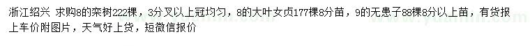 求購欒樹、大葉女貞、無患子