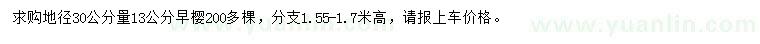 求購地徑30公分量13公分早櫻
