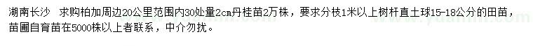 求購30處量2公分丹桂苗