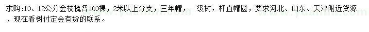 求購10、12公分金枝槐