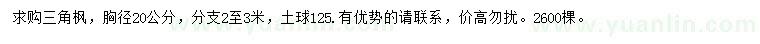 求購胸徑20公分三角楓