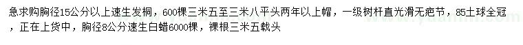 求購(gòu)胸徑15公分以上速生法桐、8公分速生白蠟