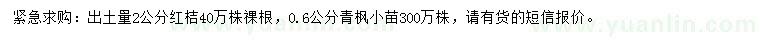 求購(gòu)2公分紅桔、0.6公分青楓小苗
