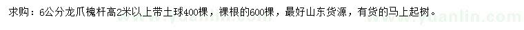 求購(gòu)6公分龍爪槐