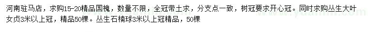 求購國槐、叢生大葉女貞、叢生石楠球