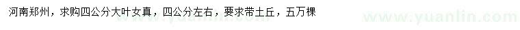 求購(gòu)4公分大葉女貞