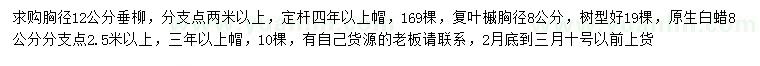 求購垂柳、復(fù)葉槭、白蠟