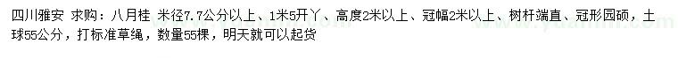 求購米徑7.7公分以上八月桂 