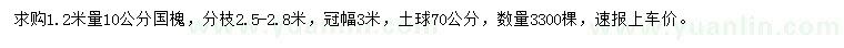 求購(gòu)1.2米量10公分國(guó)槐