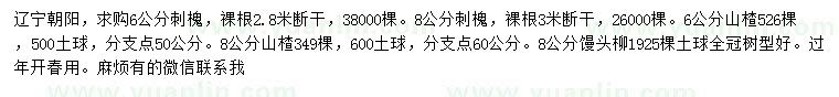 求購刺槐、山楂、饅頭柳