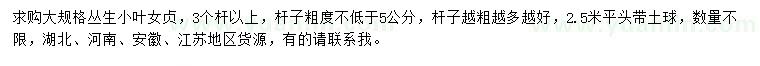 求購3個(gè)桿以上叢生小葉女貞