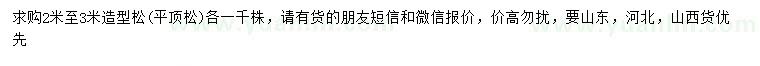 求購2-3米平頂松