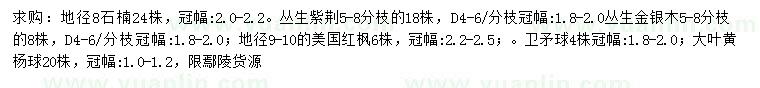 求購石楠、叢生紫荊、叢生金銀木等