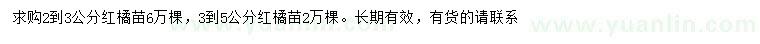 求購2-5公分紅橘苗