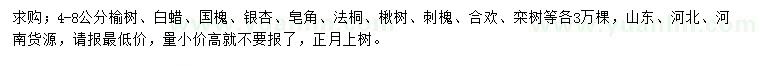 求購榆樹、白蠟、國槐等