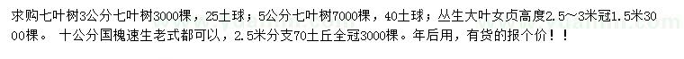 求購七葉樹、叢生大葉女貞、國槐