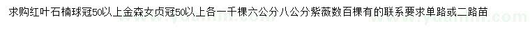 求購(gòu)紅葉石楠球、金森女貞、紫薇