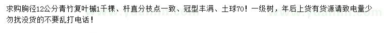 求購(gòu)胸徑12公分青竹復(fù)葉槭