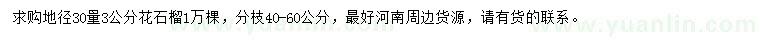 求購地徑30量3公分花石榴