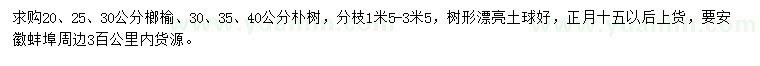求購(gòu)20、25、30公分榔榆、30、35、40公分樸樹