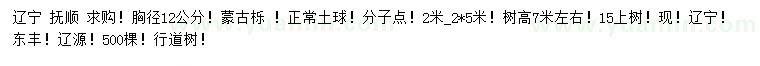 求購胸徑12公分蒙古櫟