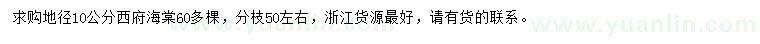 求購地徑10公分西府海棠