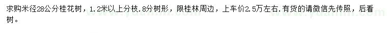 求購米徑28公分桂花樹