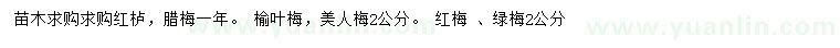 求購(gòu)紅櫨、臘梅、榆葉梅等
