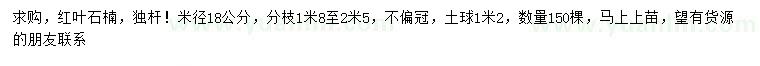 求購米徑18公分紅葉石楠