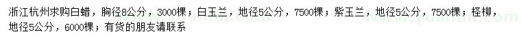 求購白蠟、白玉蘭、紫玉蘭等